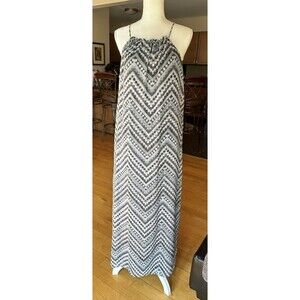 SOHO Apparel LTD Emma & Michele Sleeveless Maxi Dress Sz 12 Black Gray Boho Geo
